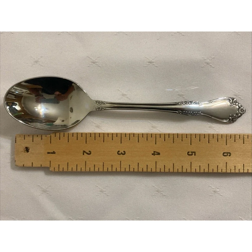 Oneida Wm. A. Rogers Mansfield Stainless Steel Flatware 4 Oval Soup Spoons